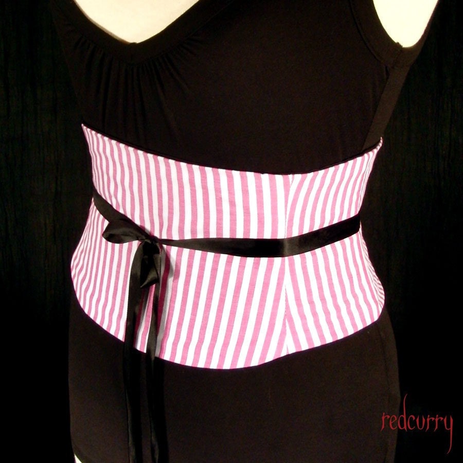 Corset Belt Pink Candy Stripe Any Size Waist Cincher B CLEARANCE