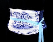 Pirate Corset Indigo Tall Ships Waist Cincher Belt Custom Any Size C