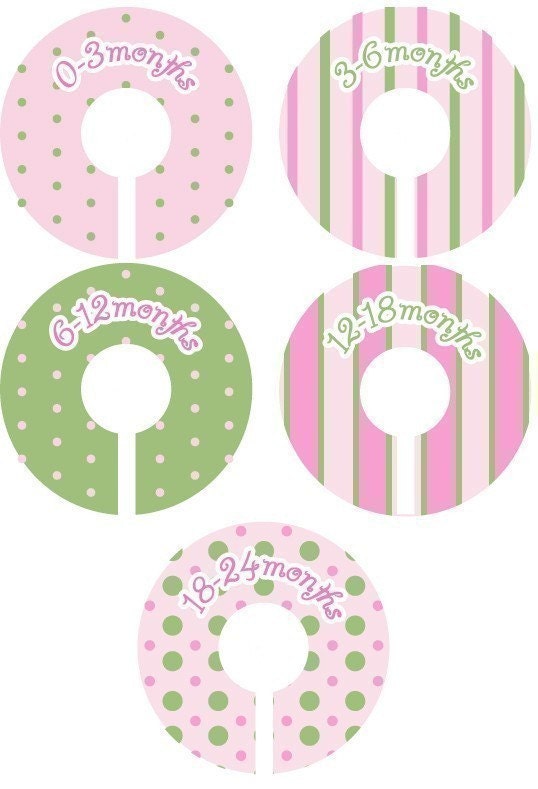 Baby Closet Organizer Clothing Dividers - Modern Pink and Sage Dots and Stripes
