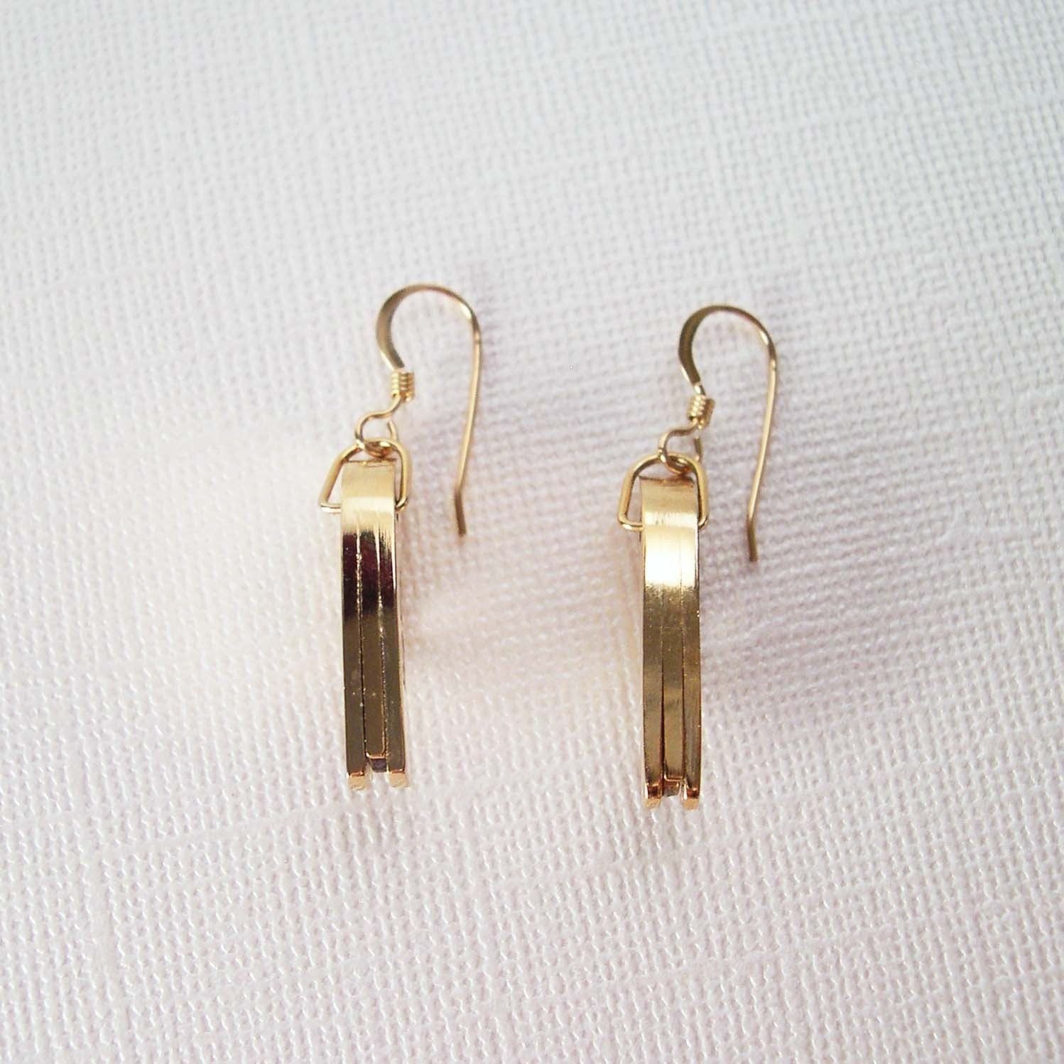 REAL Working Sharp Tiny Folding Knife Earrings - GOLDEN