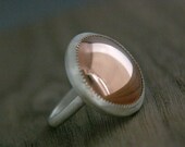 Copper Jewel Cocktail Ring with Sterling Silver and serrated bezel