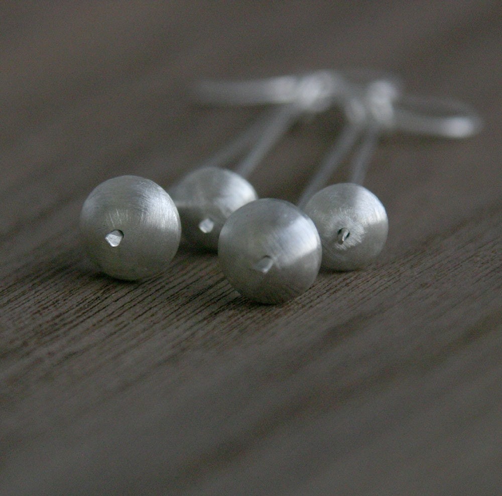 Orbit Earrings in sterling silver, handmade beads in matte finish