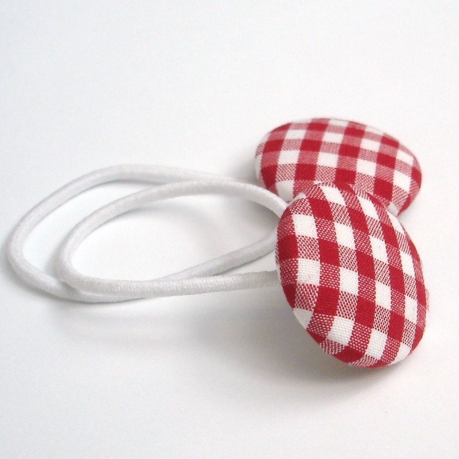 Red Gingham Hair Ties