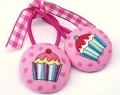 Ponytail Holders Pink Cupcake Buttons