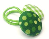 Green Ponytail Holders. Button Hair Ties.