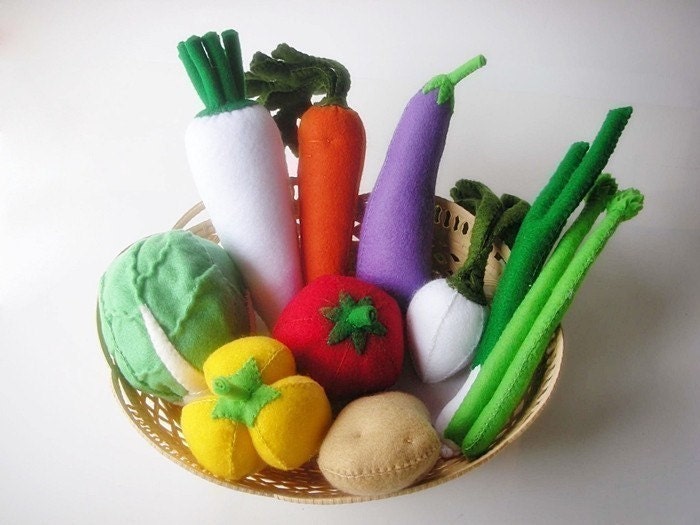 Bundle Lovely Vegetables Set 1-2  PDF Felt Pattern (19 Vegetables Patterns include)