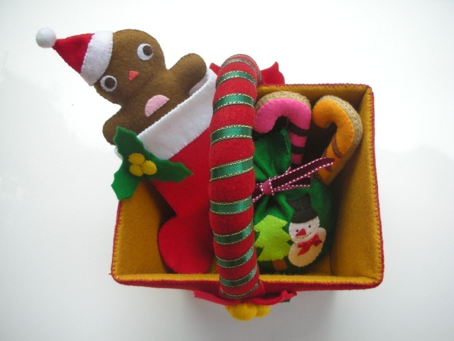 Happy Christmas basket with Candy Cookies and Santa Sock Pattern PDF