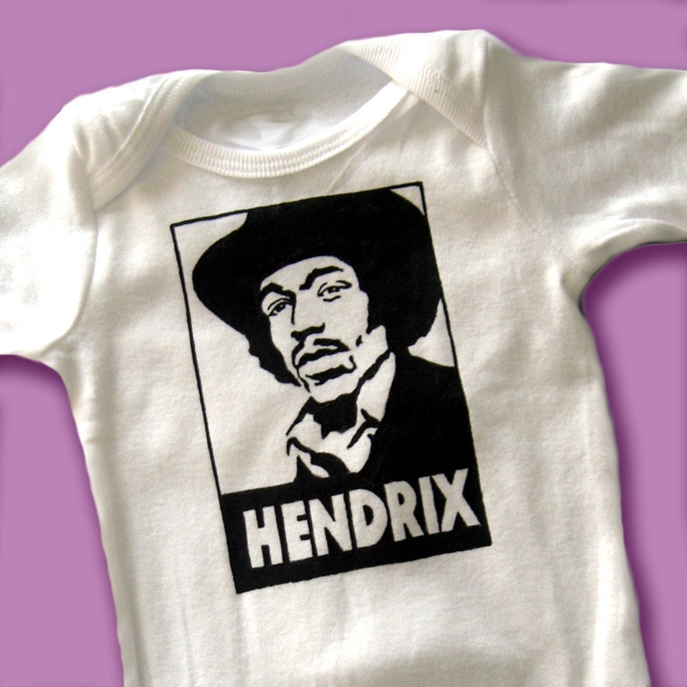 Hand Painted Jimi Hendrix Baby Bodysuit or Kid's T-Shirt (pick your size) - Rock Star - 1960s
