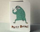 Party animal - sloth card