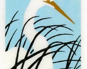 Great Egret - Original Color-Reduction Woodcut