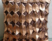 Copper Age - Throw Pillow Covers - 16x16 Inches Silk Pillow Cover with 3D Metallic Leather