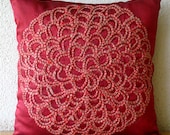 Blossoming - Throw Pillow Covers - 16x16 Inches Silk Pillow Cover Embroidered with Jute Cord