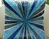 Aqua Illusion - Decorative Pillow Covers - 16x16 Inches Silk Pillow Cover with Embroidery and Sequins