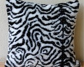 Zebra  Stripes - Throw Pillow Covers - 16x16 Inches Faux Fur