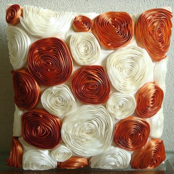 Vintage Lovers - Euro Sham - 26x26 Inches Silk Euro Sham Cover with Satin Ribbon Embroidery