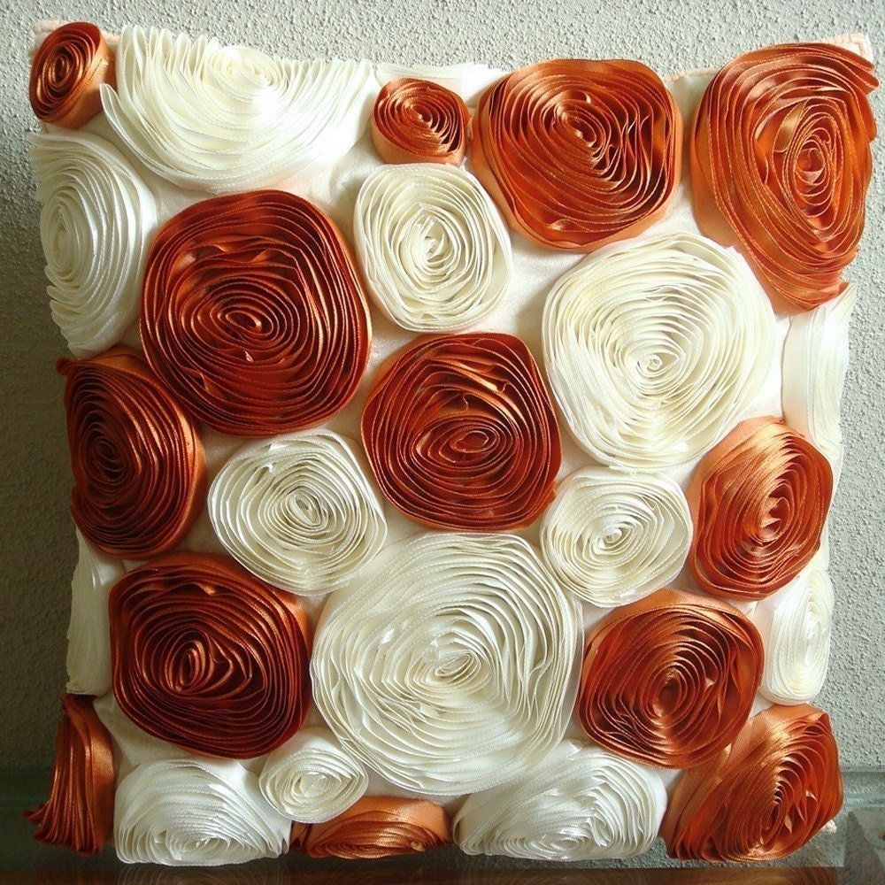 Vintage Lovers - Euro Sham - 26x26 Inches Silk Euro Sham Cover with Satin Ribbon Embroidery