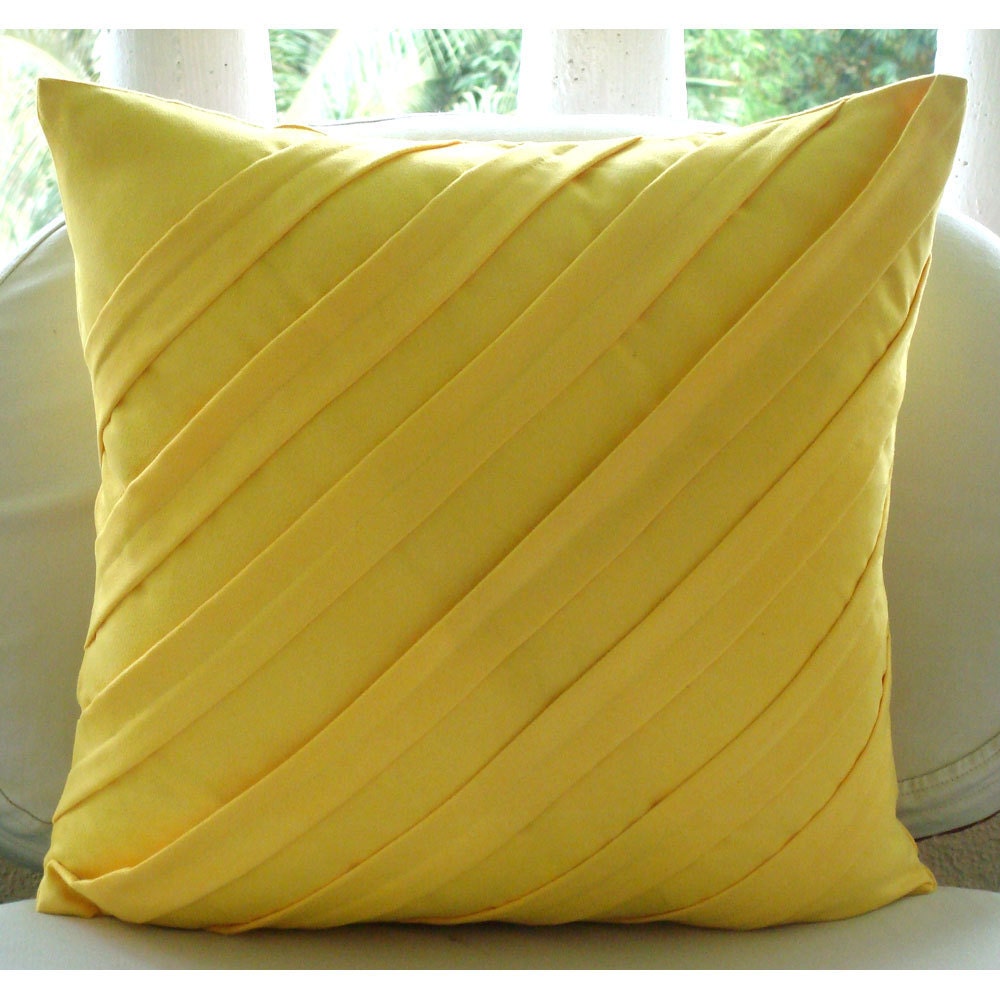 Contemporary Yellow - Throw Pillow Covers - 20x20 Inches Suede Pillow Cover in Bright Yellow