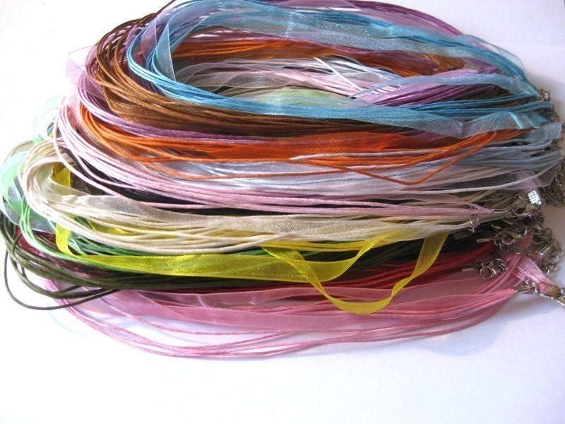 50 pcs Mixed Ribbon Voile Necklace cord 18in