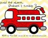 Firetruck birthday invitation - digital file