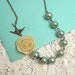 Campania - rose cabochon, antiqued brass swallow charm, pearl, crystal, stone bead custom NECKLACE pink, green, blue, white, black, gray