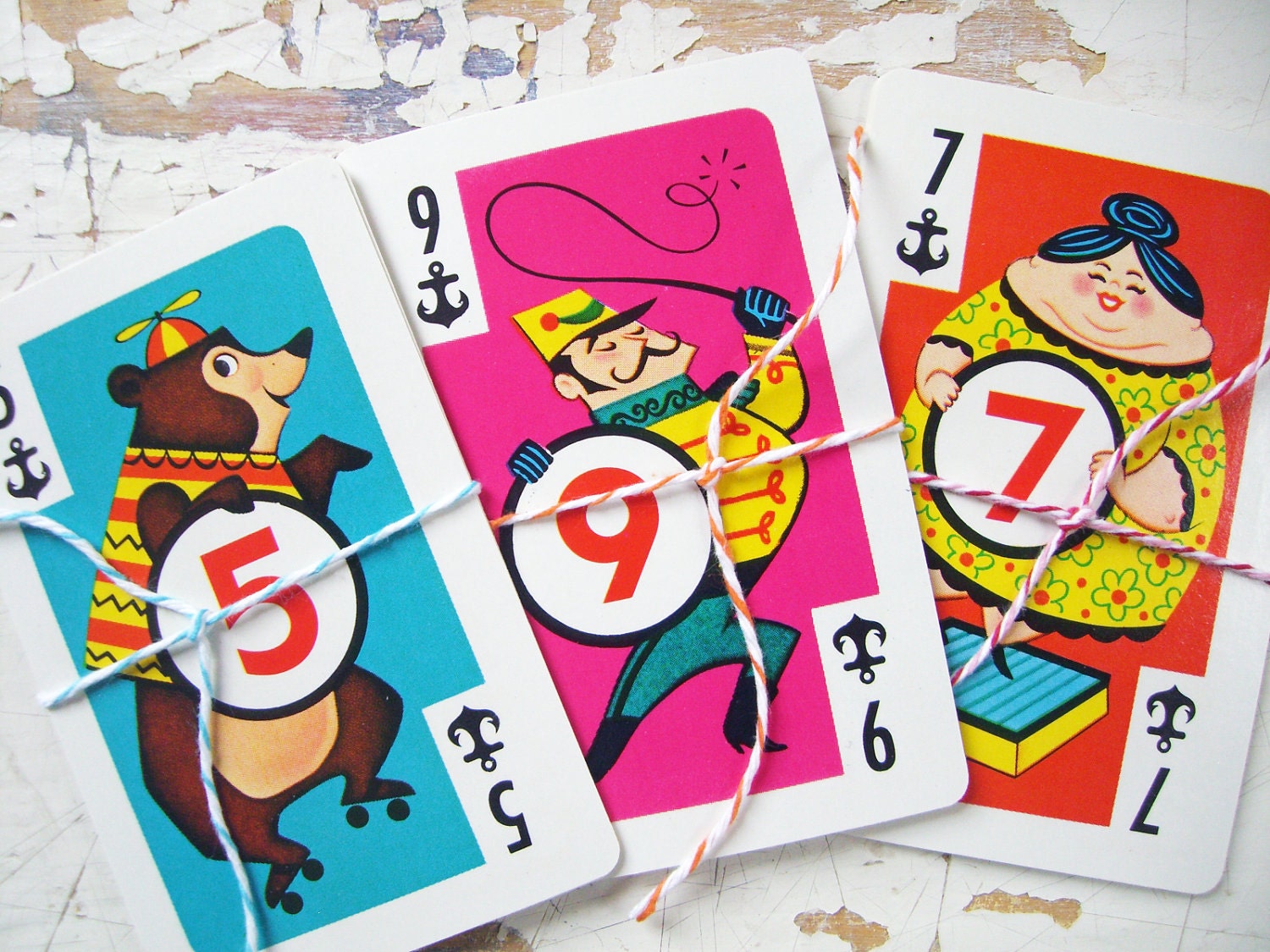 Vintage CIRCUS Performers Crazy Eights, Vintage Playing Cards- A Sweet Set of 11 Cards
