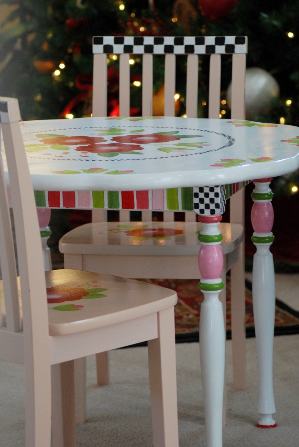 Hand painted child's table and 2 chairs by mimiware on Etsy
