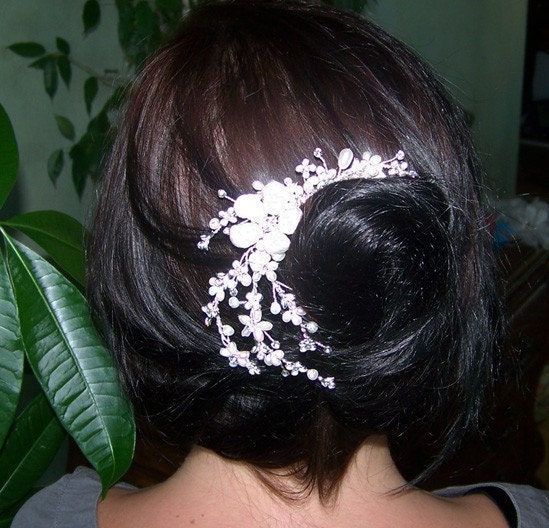 Branching Pearls Hair Comb, Wedding Hair Comb, Pearl Vine Hair Comb