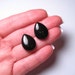 Fat Petal Calibrated In Size Black Spinel Briolette Half Drill Matched Pair Beads