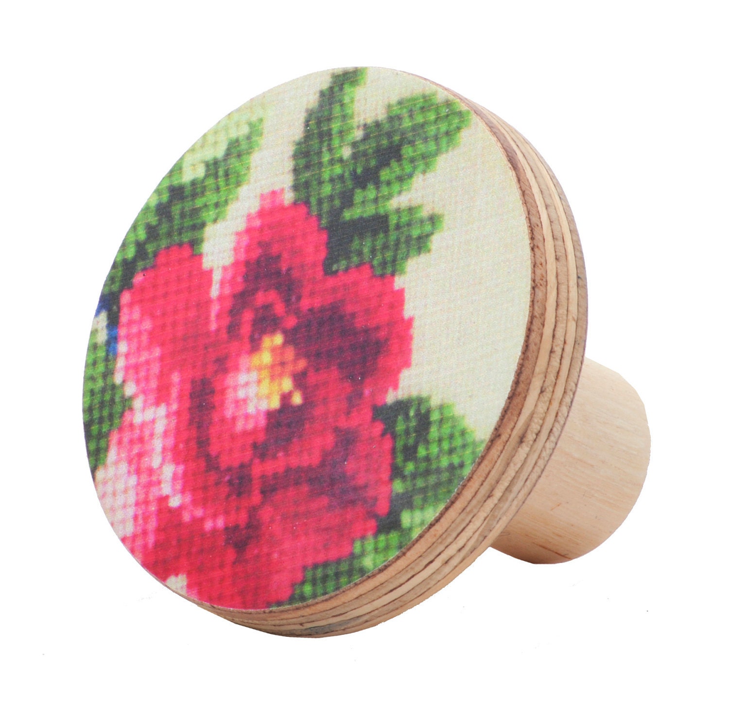 Red flower furniture knob