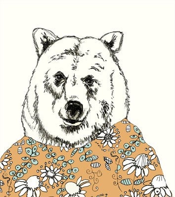 Bears Love Floral Dresses - Bear Art  - Bear Illustration