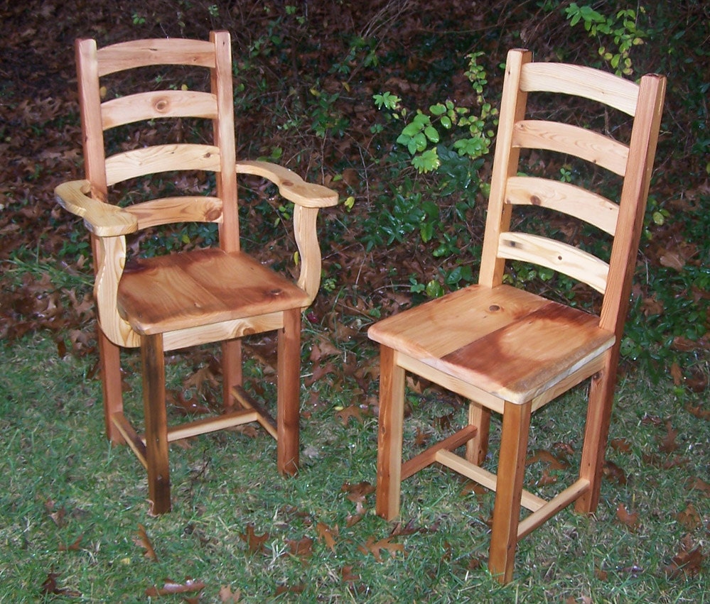 Reclaimed Pine Arched Slat Rustic Dining Chairs