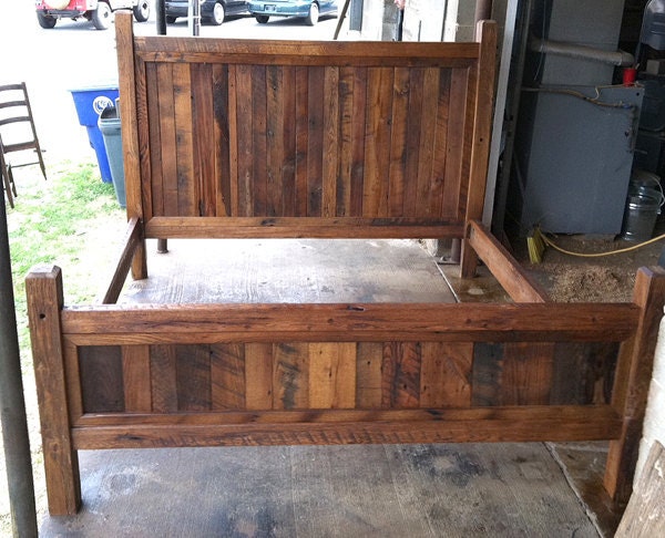 King Size Bed Frame Made with Beveled Posts
