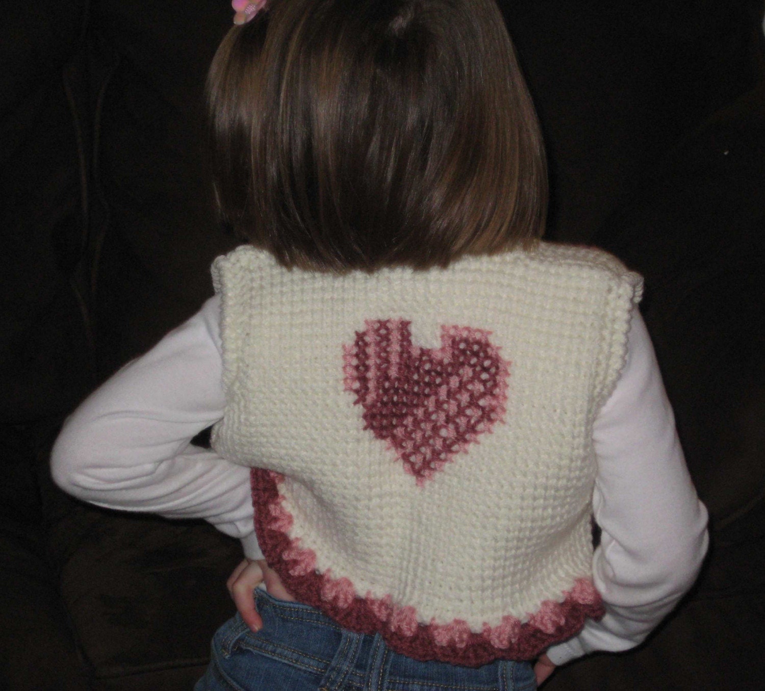 Heart Vest hand-crocheted for a child size 2 to 4 Ready-to-ship FREE