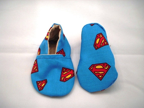 Baby Superman Eco friendly shoes Cotton  0 to 6 months READY to ship