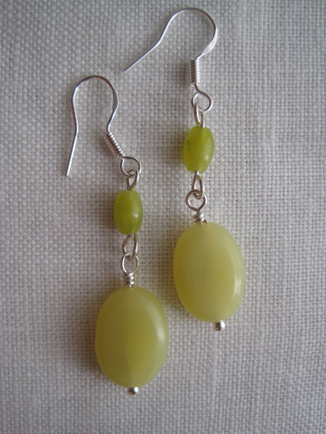 yellow jade double dangle earrings