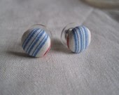 red, white, and blue striped button earrings