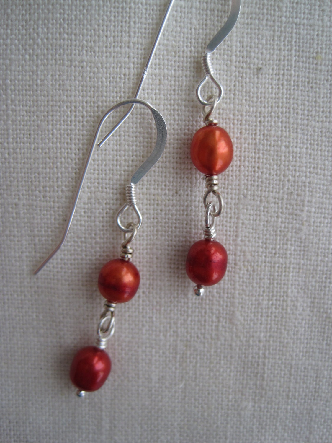 red pearl double dangle