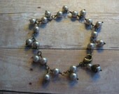Mother's Day Gift - Taupe Pearl Bracelet with Drops, Vintage Style, Victorian, For Her, Birthday Gift