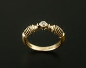 Gold wedding, engagement, vintage, antique style ring with diamond. Made to order, needs two weeks  to complete