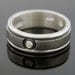 Man's Wedding Ring in hammered, textured silver with non conflict diamond and 18K gold. Made to order, needs three weeks to complete