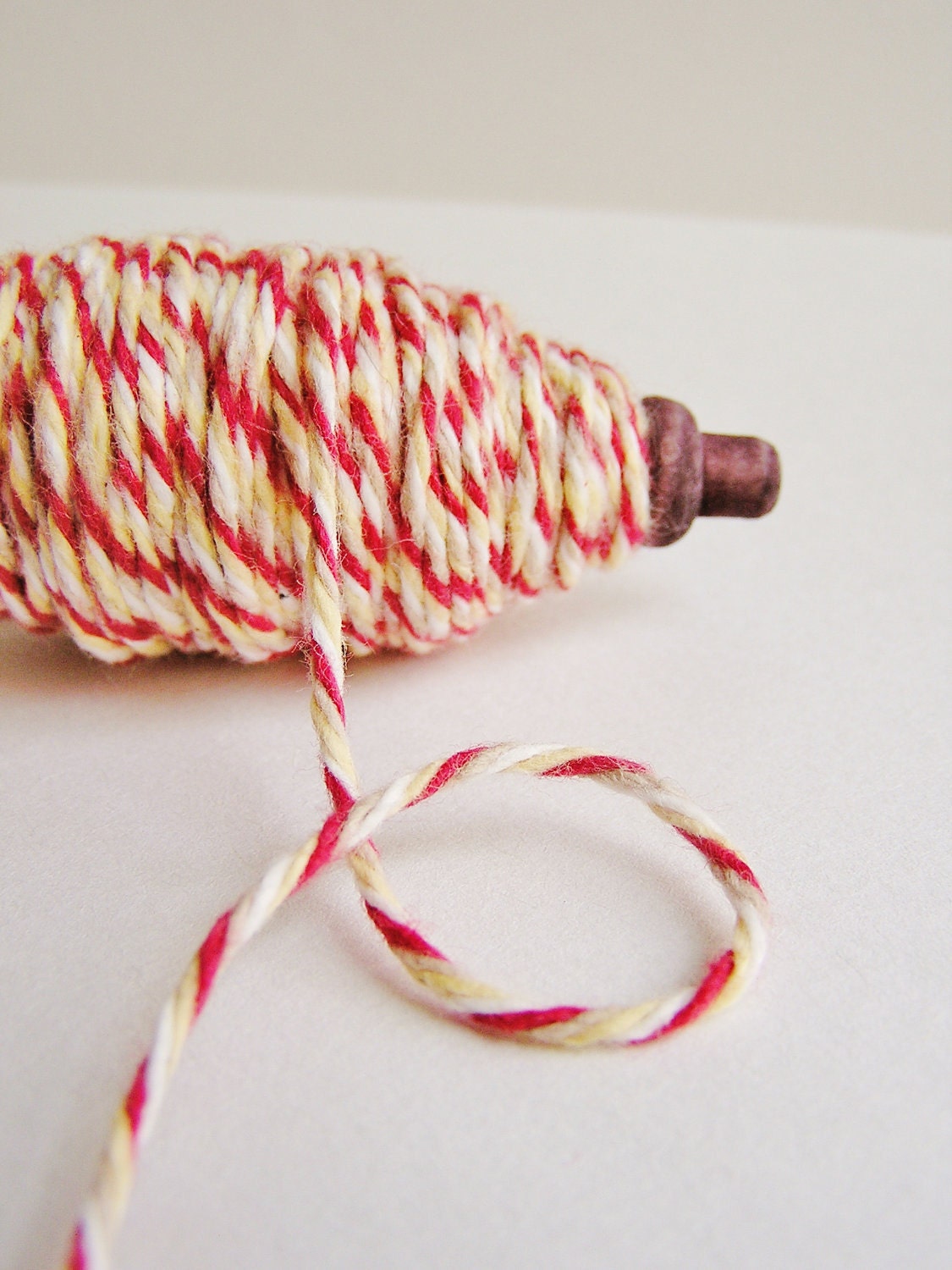 Cherry Pie striped thick cotton twine on a chocolate spindle
