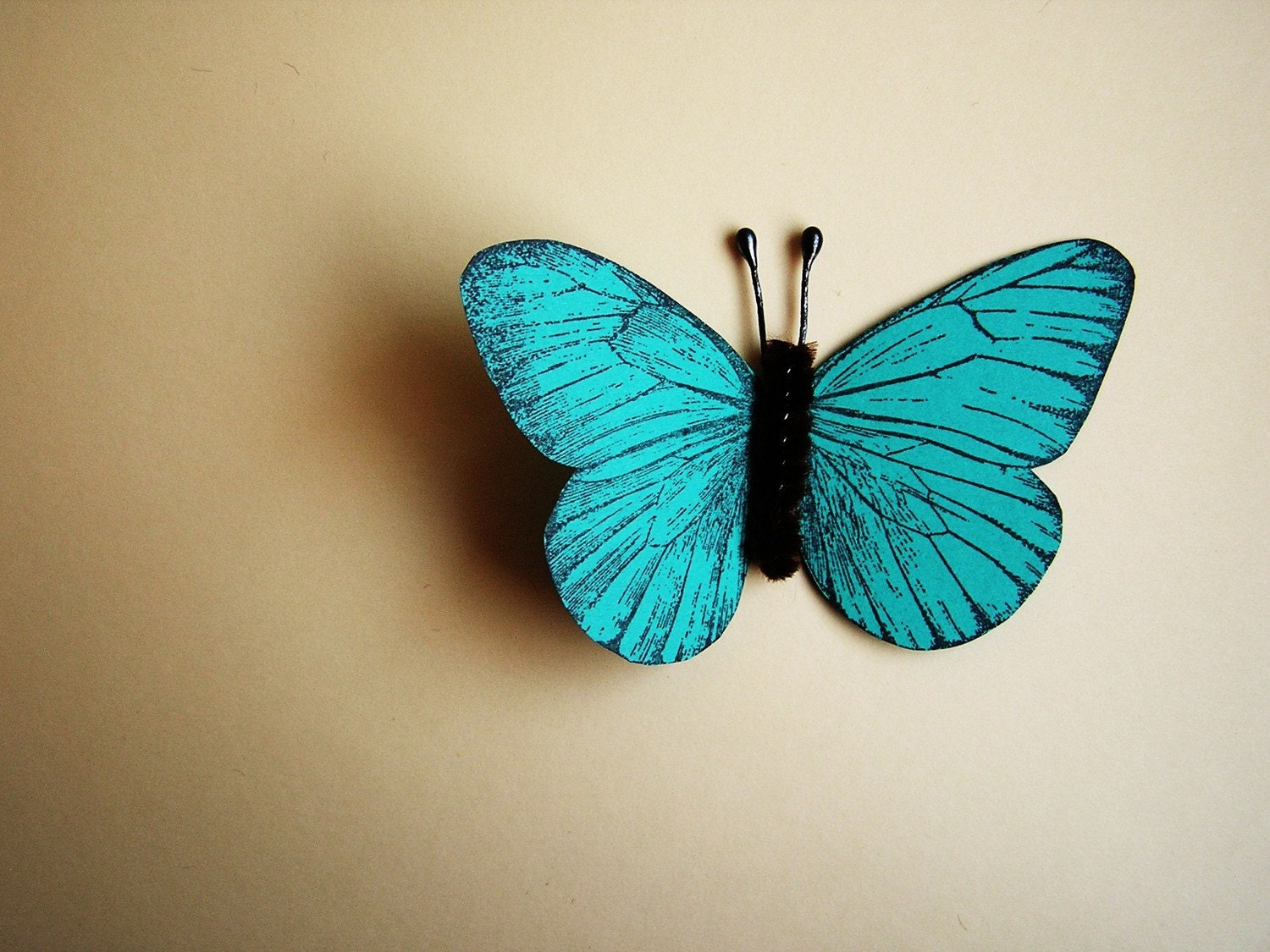 Turquoise/ Chocolate Vintage style classic Butterflies - for decorating, gift wrapping, altered art, weddings, embellishment, holiday