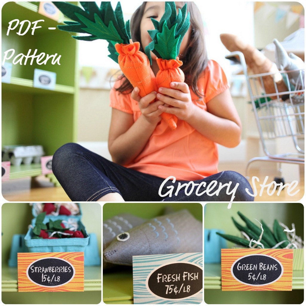 Grocery Story DIY Felt Food Tutorial- Pattern and Instructions Downloads INSTANTLY