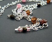 Andrea - Chocolate and Pink Chain and Beads Necklace