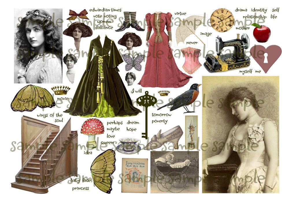 Edwardian Collage Sheet  No 286  Emailed to you as PNG or JPEG