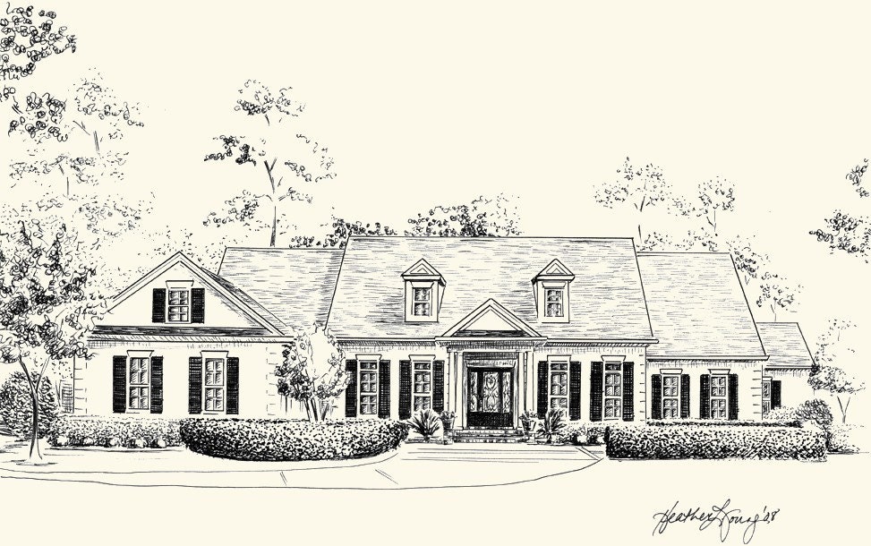 Custom House Portrait Pen and Ink Architectural Drawing of Your Home or Garden
