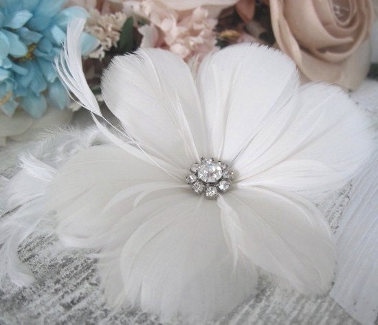 Most Adored-Etta bridal feather hairpiece-custom made to order