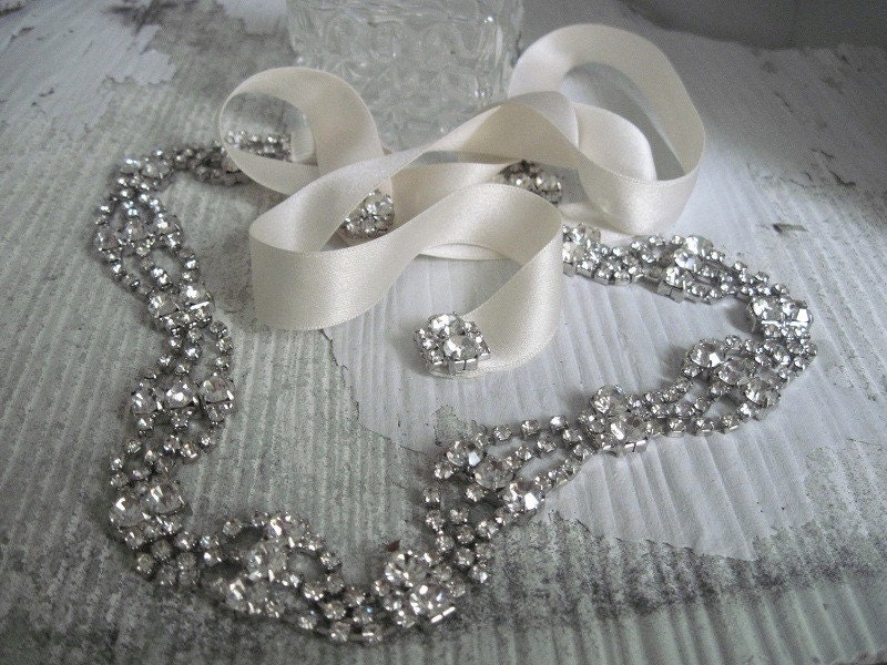 SALE Most Adored-Lana vintage glamour crystal rhinestone and silk headpiece-custom made to order