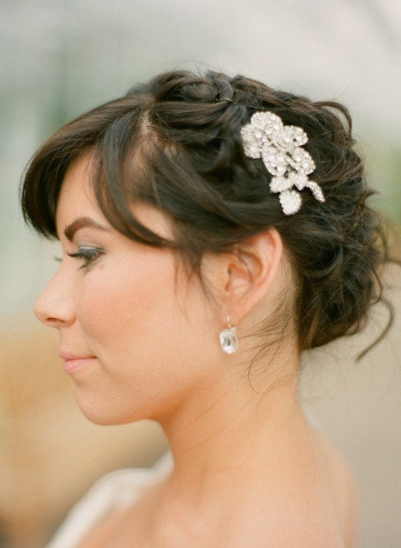 SALE Dahlia-floral crystal rhinestone comb-made to order