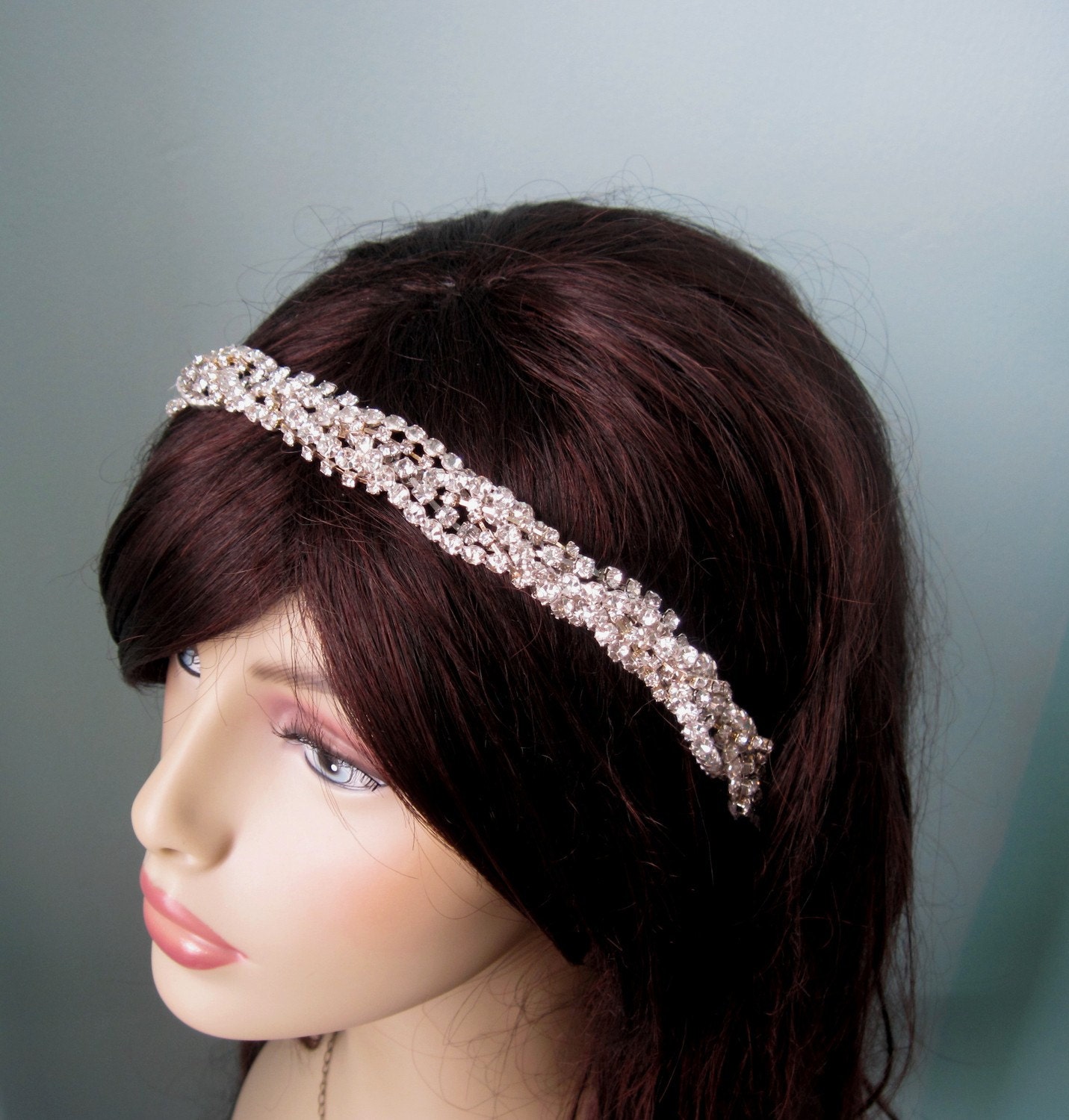SALE Lane-braided crystals and silk headpiece-custom made to order